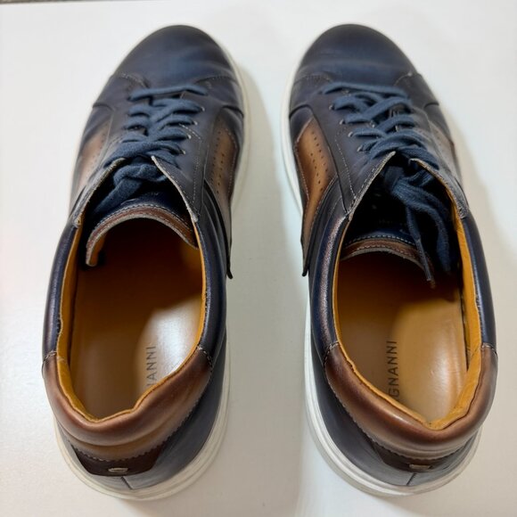 Magnanni "Phoenix” Blue & Brown Luxury Leather Sneakers {Size 12} EUC! MSRP $465 - Picture 6 of 16